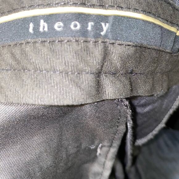 Theory Wool Blend Pin Stripe Slacks Dress Pants Grey/Brown size 12 - Picture 8 of 9